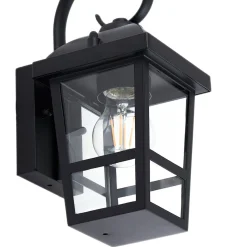 Lindby udendørs væglampe Eloane, sort, stål, 29 cm