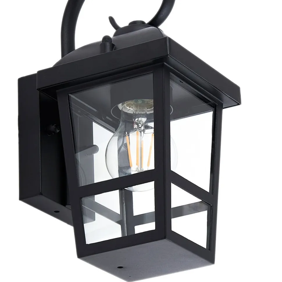 Lindby udendørs væglampe Eloane, sort, stål, 29 cm