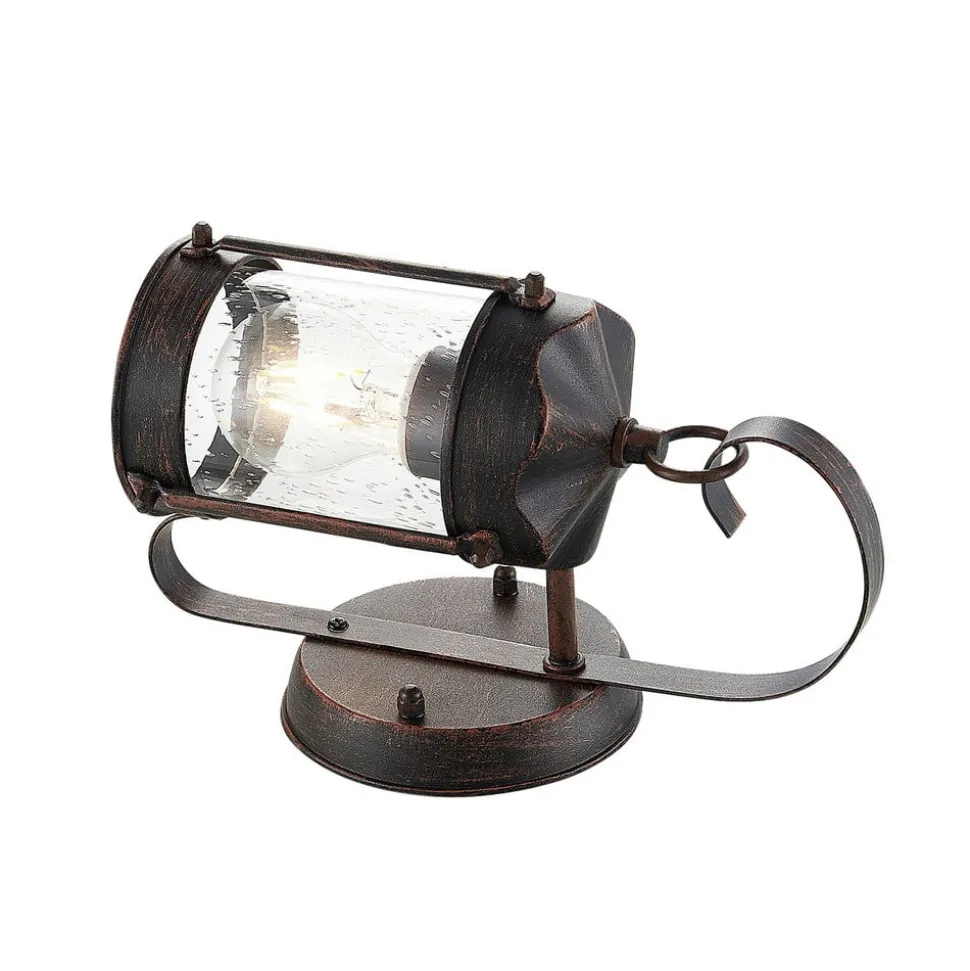 Lindby udendørs væglampe Farly, rustbrun, aluminium, 17 cm