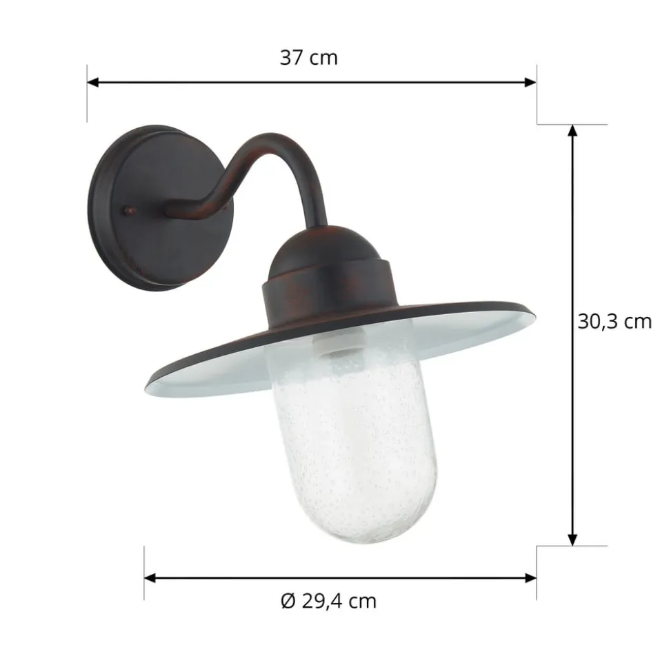 Lindby udendørs væglampe Filip, rustbrun, 30 cm, E27, IP44