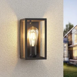 Lindby udendørs væglampe Filimon, antracit, 22 cm, IP44, E27