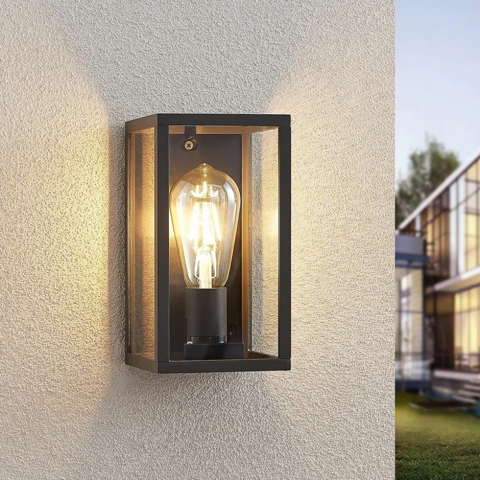 Lindby udendørs væglampe Filimon, antracit, 22 cm, IP44, E27