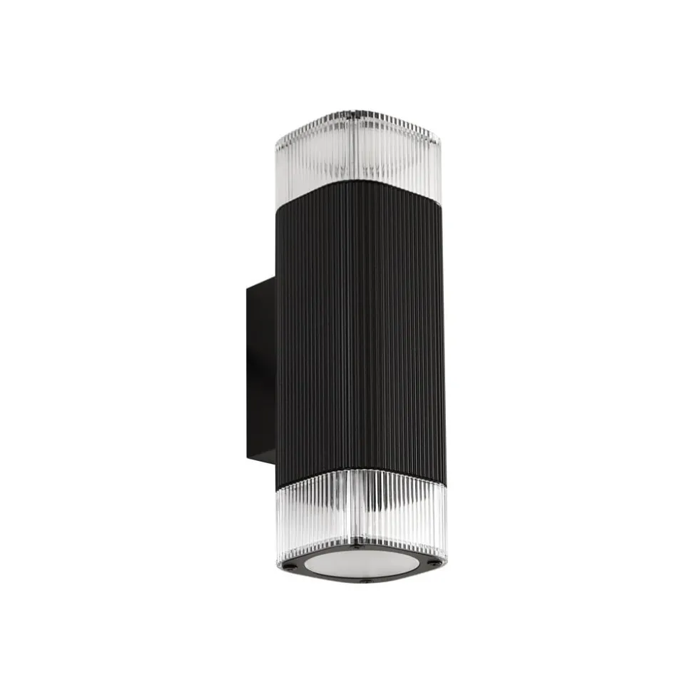 Lindby udendørs væglampe Halvar, sort, 24 cm, 2 x GU10, IP65