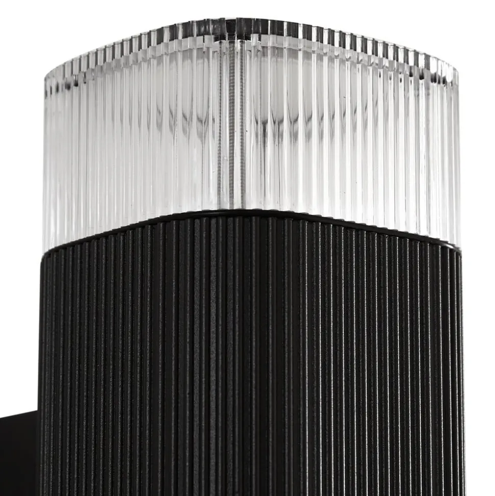 Lindby udendørs væglampe Halvar, sort, 24 cm, 2 x GU10, IP65