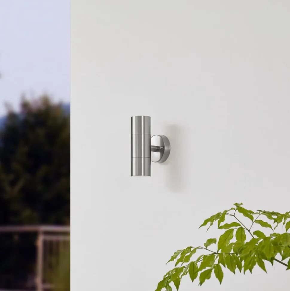 Lindby udendørs væglampe Hakan, op/ned, stål, IP44, GU10