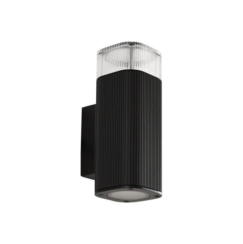 Lindby udendørs væglampe Halvar, sort, 20 cm, 2 x GU10, IP65