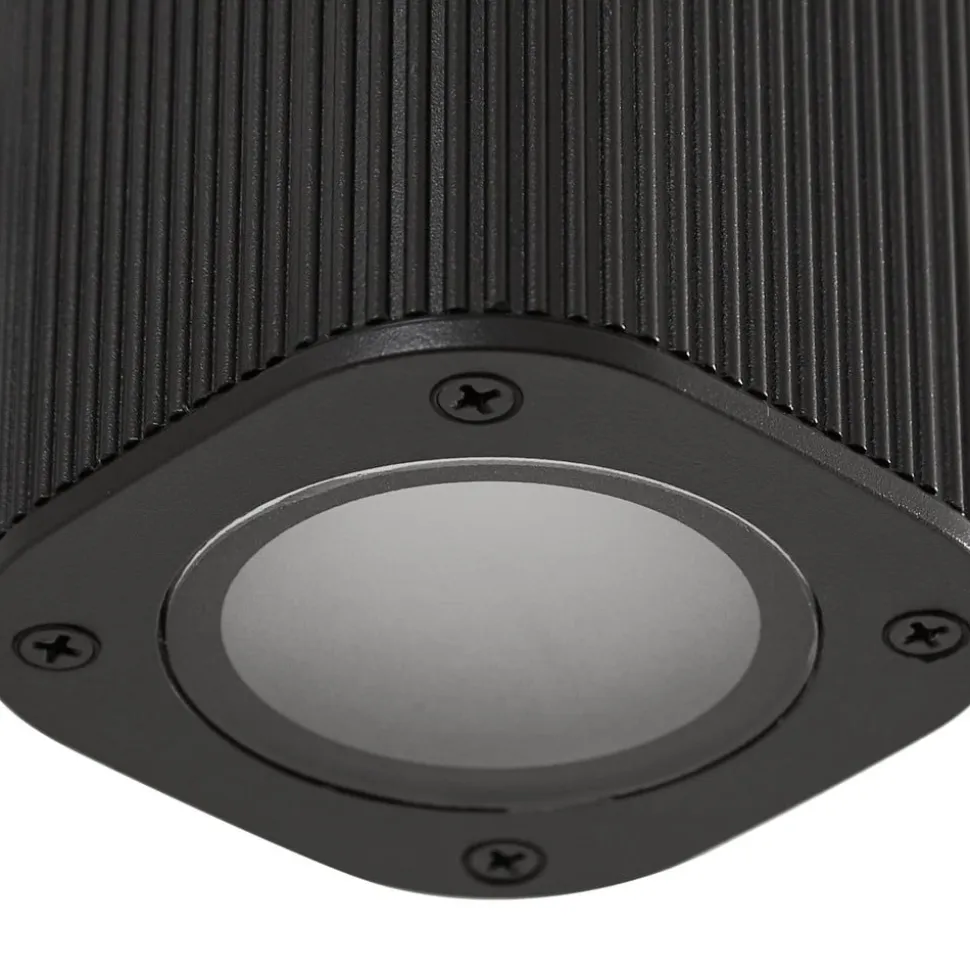 Lindby udendørs væglampe Halvar, sort, 20 cm, 2 x GU10, IP65