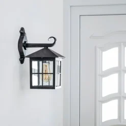 Lindby udendørs væglampe Ida, rustfarvet, lygte, 34 cm, E27