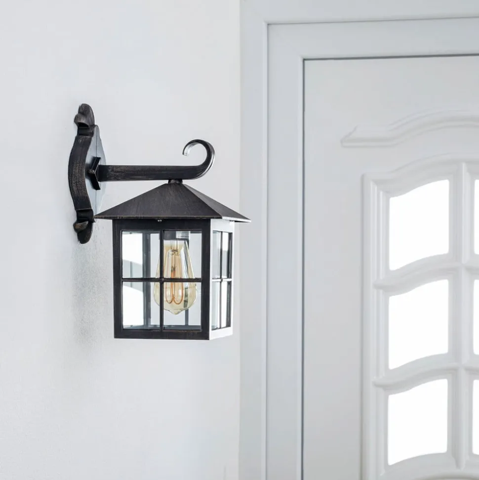Lindby udendørs væglampe Ida, rustfarvet, lygte, 34 cm, E27