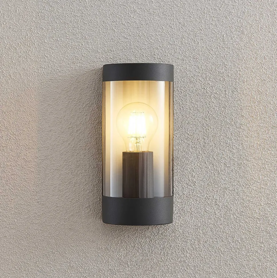 Lindby udendørs væglampe Junias, 24 cm, antracit, stål