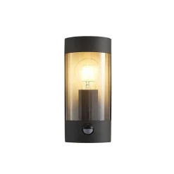 Lindby udendørs væglampe Junias, 24 cm, antracit, sensor