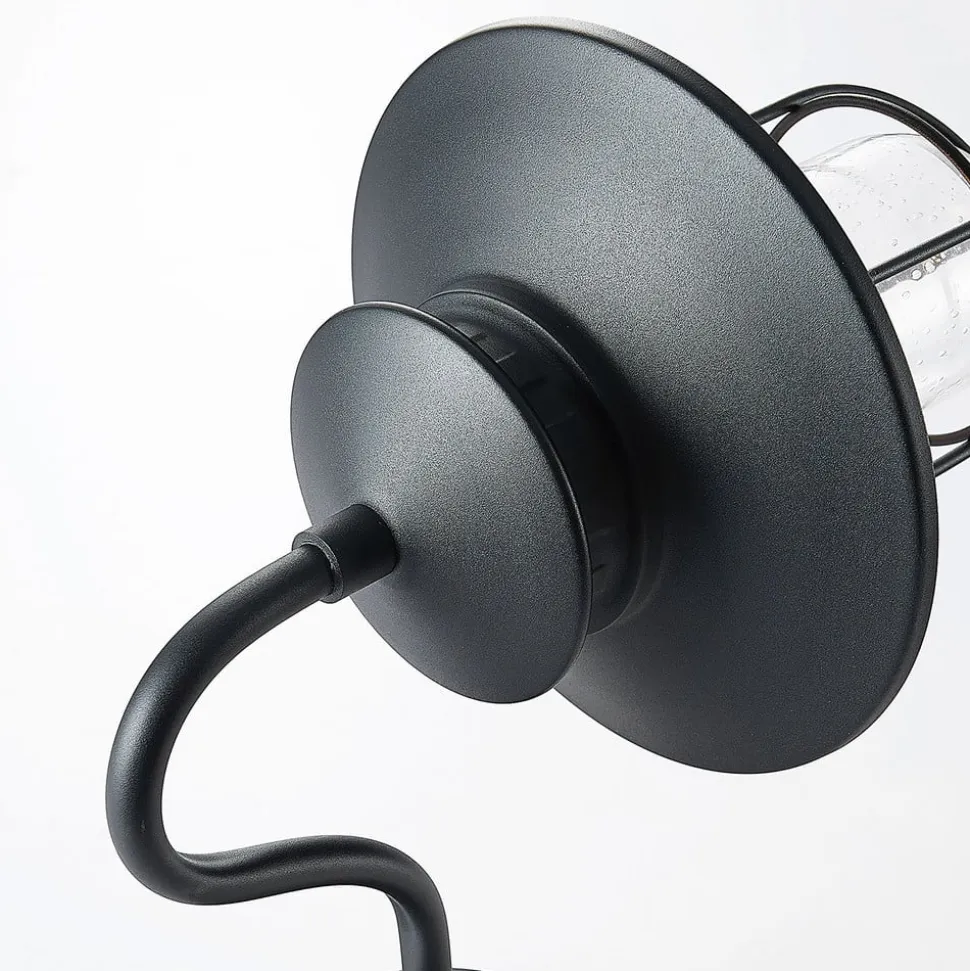 Lindby udendørs væglampe Kyan, højde 40 cm, sort, IP44, E27