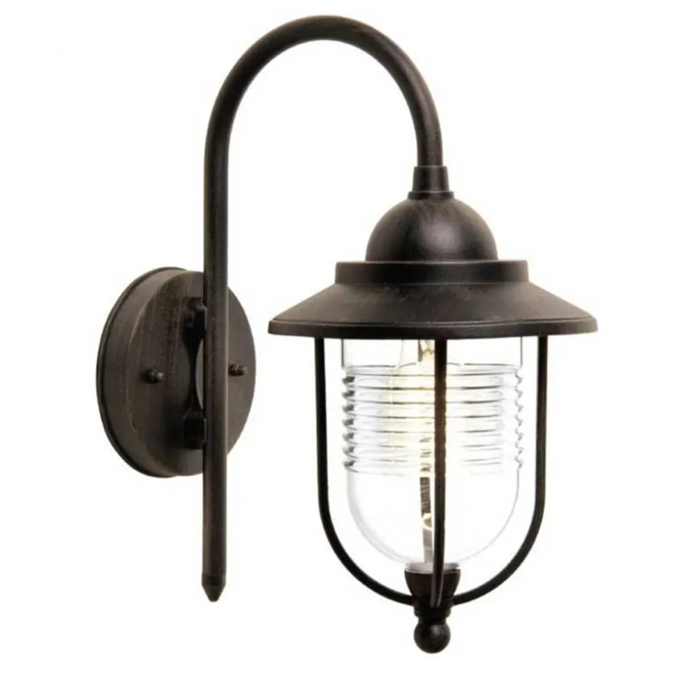 Lindby udendørs væglampe Meret, højde 37 cm, rustfarvet, aluminium