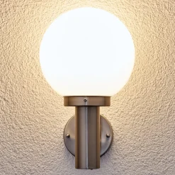 Lindby udendørs væglampe Nada, stål, glas, 32 cm høj, E27