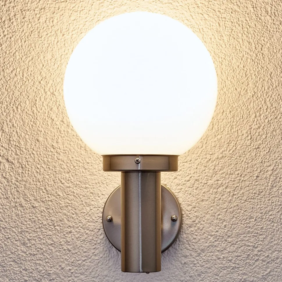 Lindby udendørs væglampe Nada, stål, glas, 32 cm høj, E27