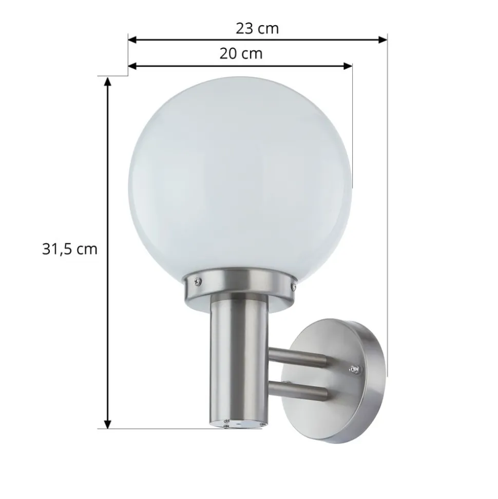 Lindby udendørs væglampe Nada, stål, glas, 32 cm høj, E27