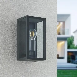 Lindby udendørs væglampe Peldar, klar, 1 lyskilde, 26 cm, metal