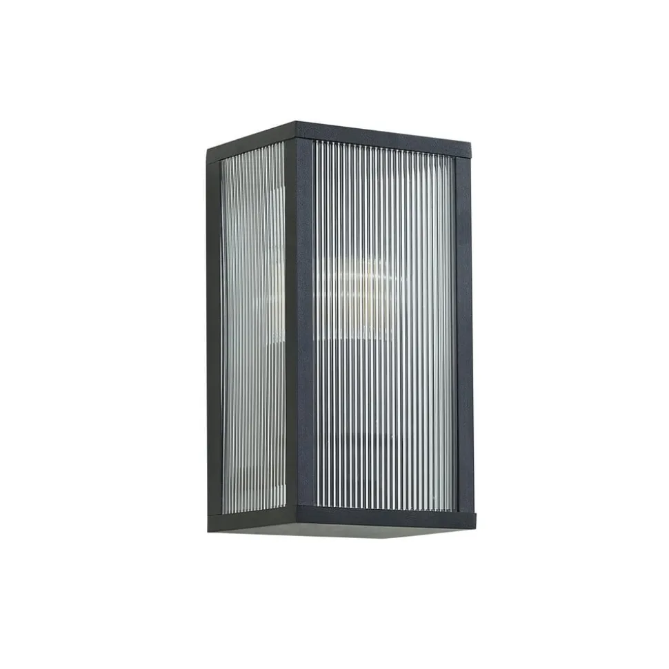 Lindby udendørs væglampe Peldar, 26 cm, riflet, IP44, E27