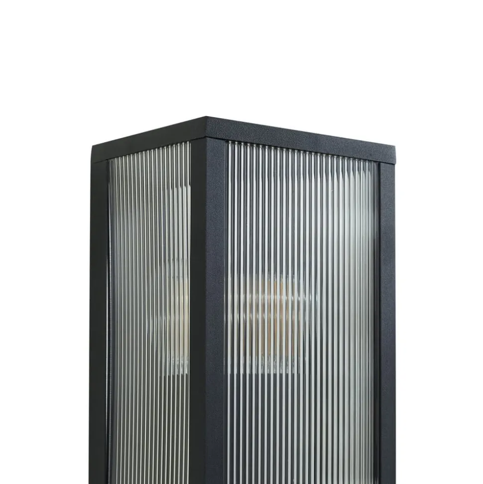 Lindby udendørs væglampe Peldar, 26 cm, riflet, IP44, E27
