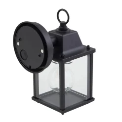 Lindby udendørs væglampe Rurik, sort, glas, aluminium, E27