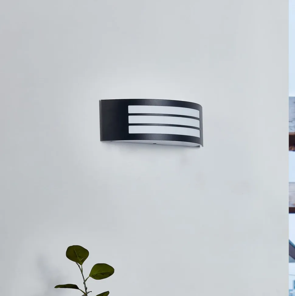 Lindby udendørs væglampe Vimal, E27, 32 cm, sort, aluminium