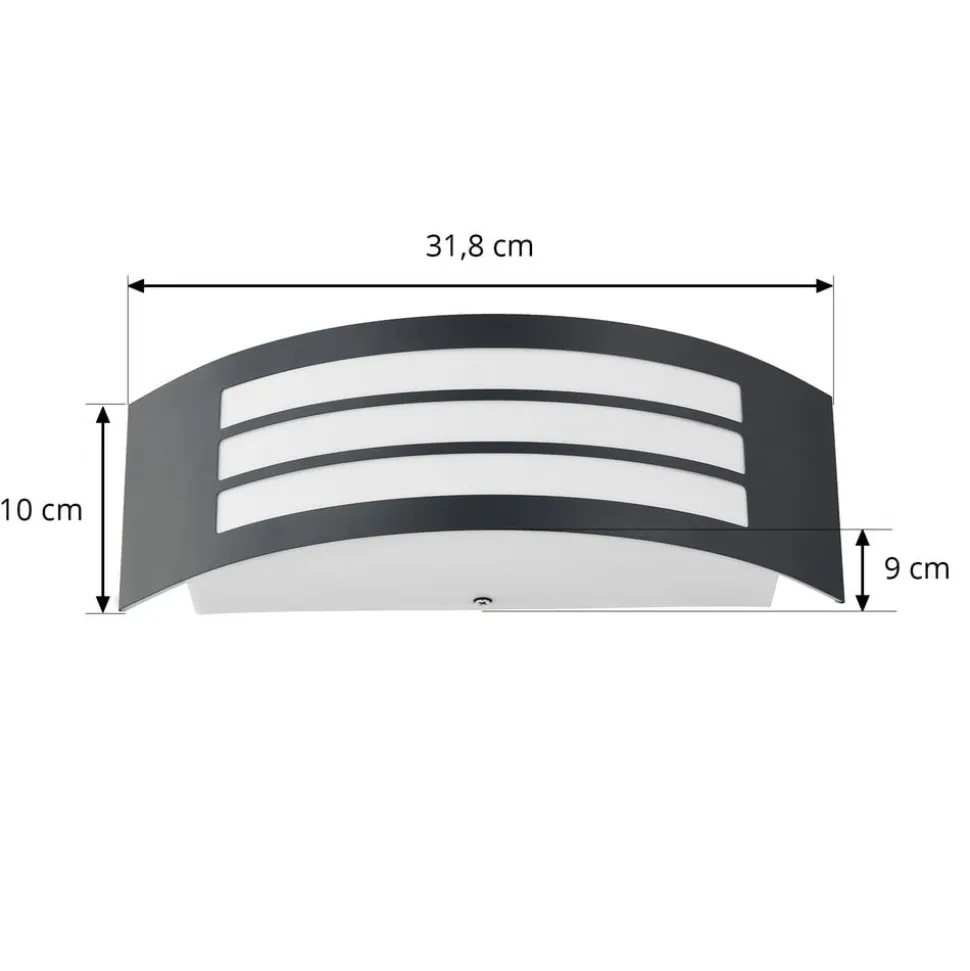 Lindby udendørs væglampe Vimal, E27, 32 cm, sort, aluminium