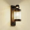 Lindby udendørs væglampe Yrene, 20cm, sort, sensor, riffel