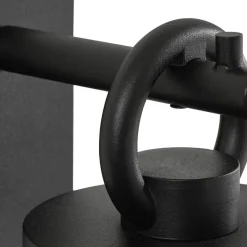 Lindby udendørs væglampe Yrene, 20cm, sort, sensor, riffel