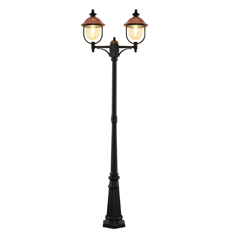 Lindby udendørslampe Clint, 225 cm, 2 lyskilder, saltvandsresistent, E27