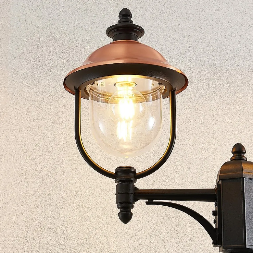 Lindby udendørslampe Clint, 225 cm, 2 lyskilder, saltvandsresistent, E27