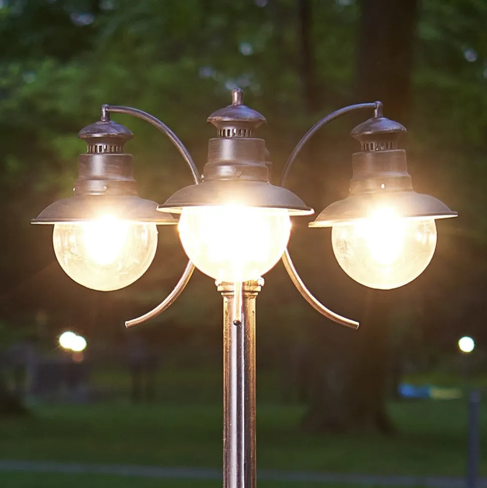 Lindby udendørslampe Eddie, 198 cm, rust, metal, IP44, E27