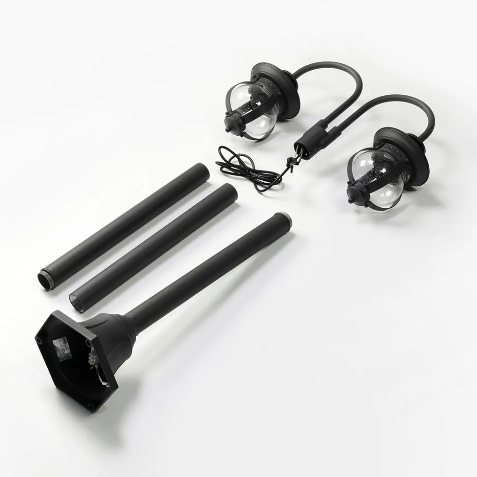 Lindby udendørslampe Farley, 215 cm, 2 lyskilder, IP44, E27