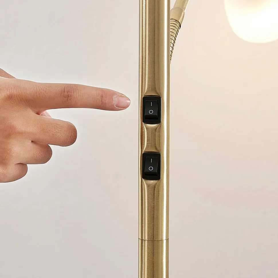 Lindby uplight Jost, 180 cm, messing, læselampe, E27