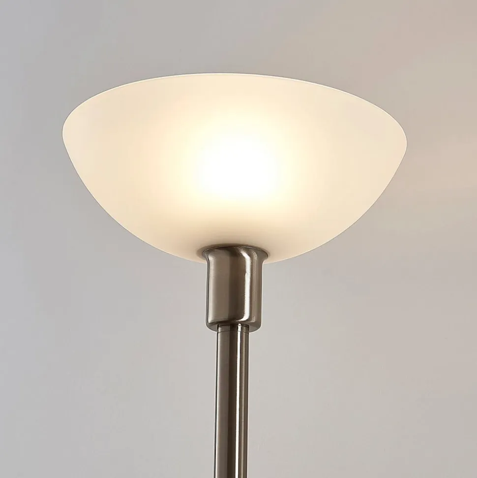 Lindby uplight Jost, 180 cm, nikkelfarvet, læselampe