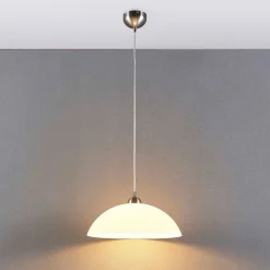 Lindby Valeria hængelampe, hvid, glas, Ø 40 cm, E27