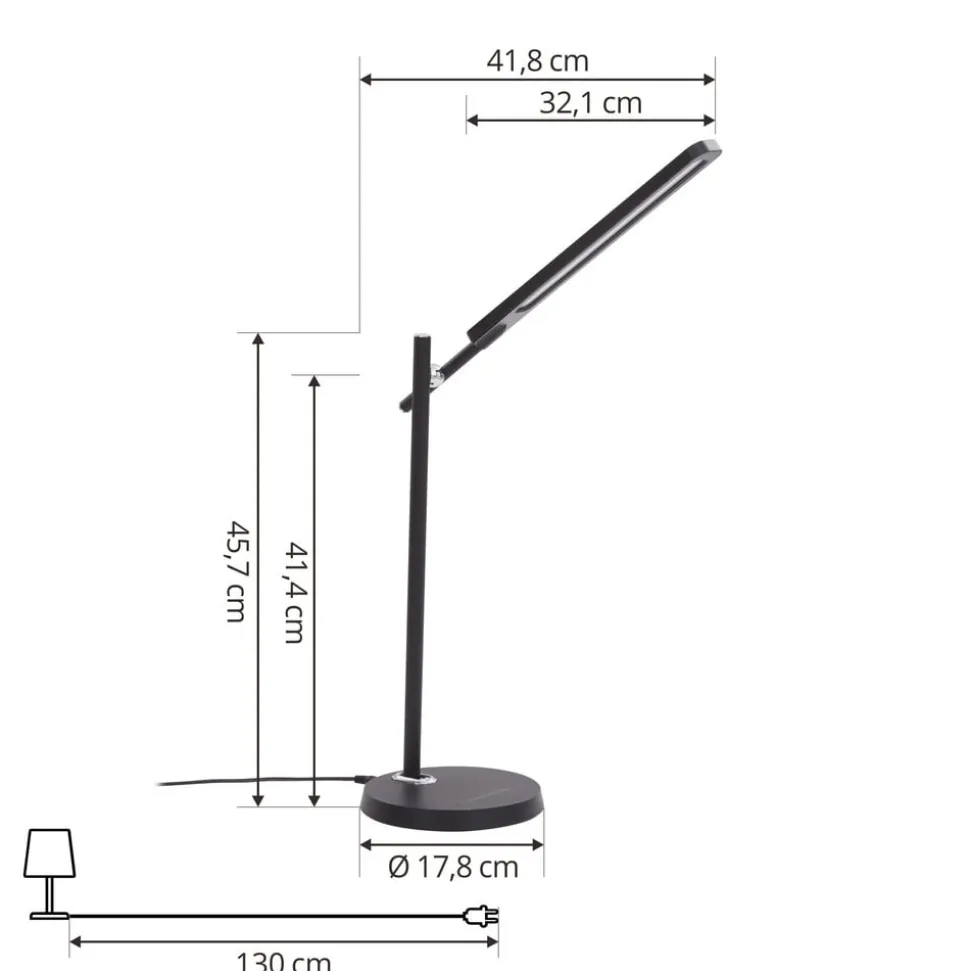 Lindby Valtorin LED-skrivebordslampe, sort