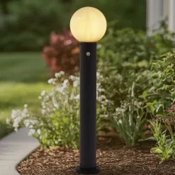 Lindby vejlampe Dangan, hvid, 90 cm, glas, sensor