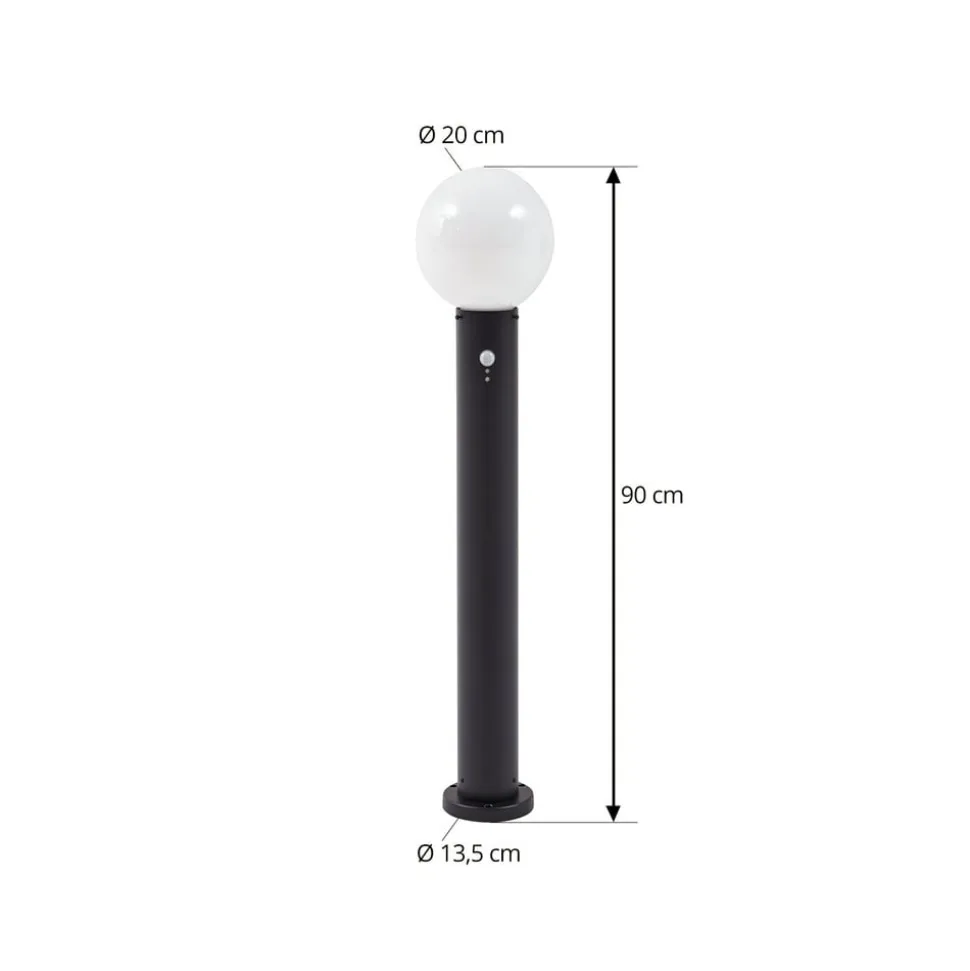 Lindby vejlampe Dangan, hvid, 90 cm, glas, sensor