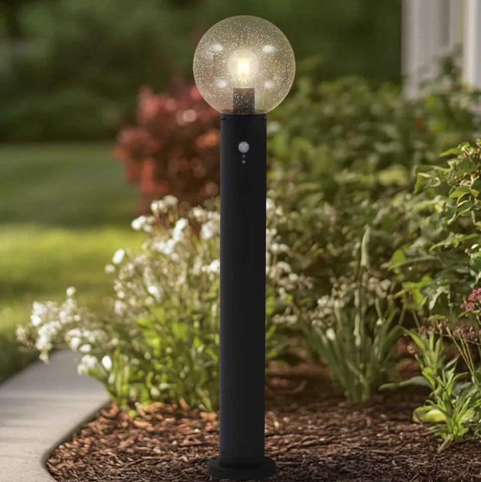 Lindby vejlampe Dangan, klar, 90 cm, glas, sensor