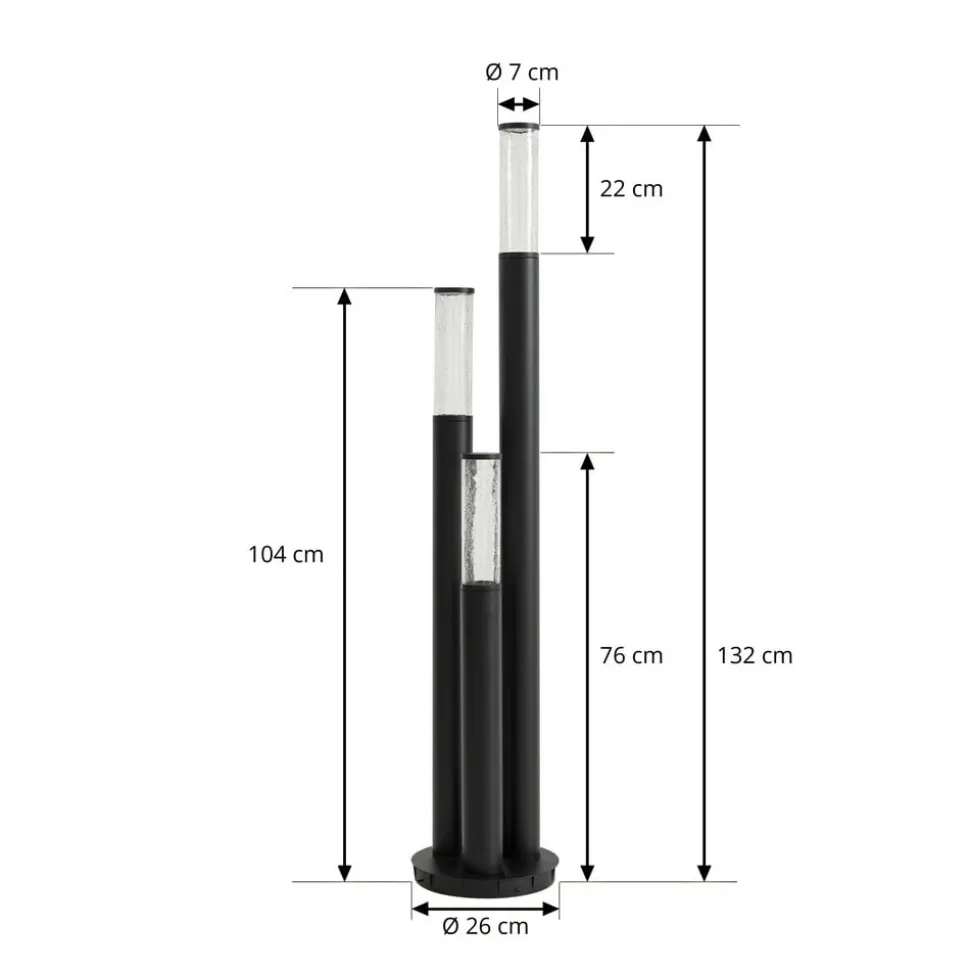 Lindby vejlampe Gavros, trykstøbt aluminium, 3 lyskilder
