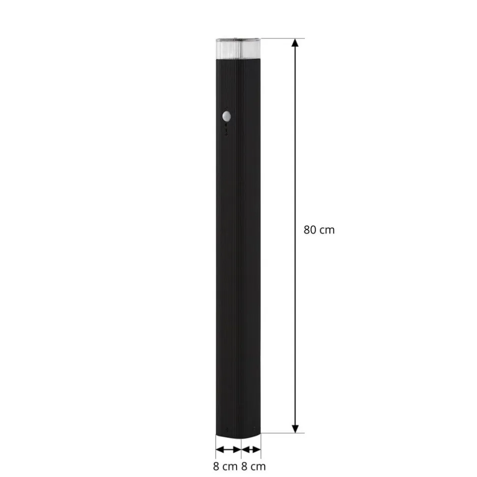 Lindby vejlampe Halvar, 80 cm, sort, IP65, GU10, sensor