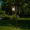 Lindby vejlampe Zayn, rustfarvet, glas, højde 109 cm, IP65