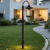 Lindby vejlampe Zayn, sort, glas, højde 109 cm, IP65