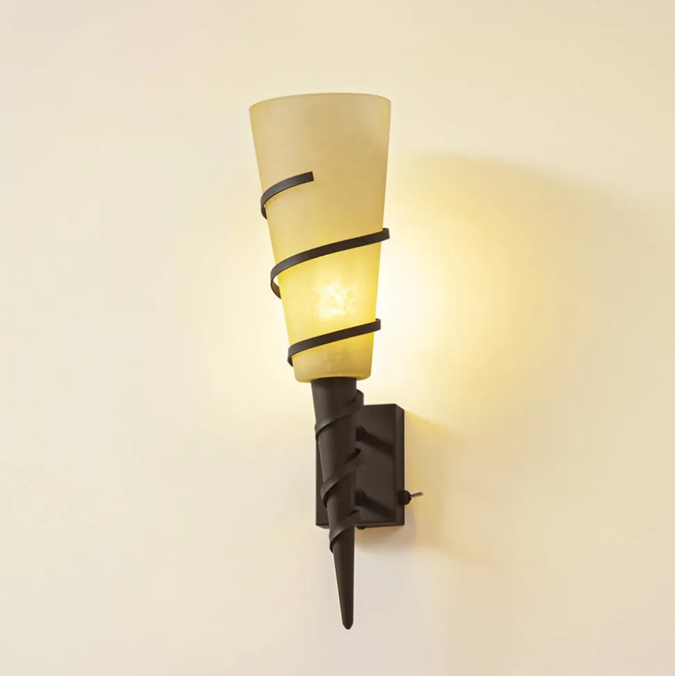 Lindby væglampe Anouk, højde 44 cm, glas, metal, lommelygte