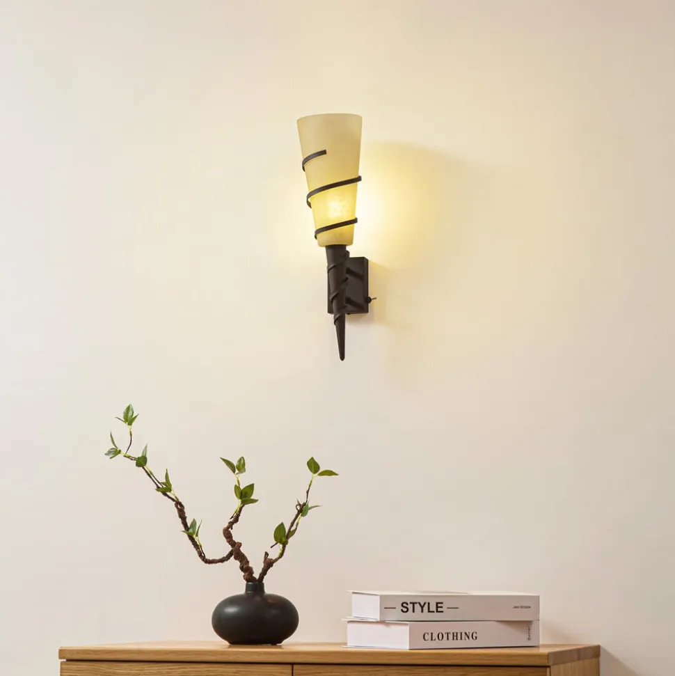 Lindby væglampe Anouk, højde 44 cm, glas, metal, lommelygte
