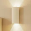 Lindby væglampe Colja, rund, højde 30,5 cm, gips, beige