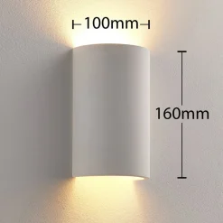 Lindby væglampe Colja, rund, højde 16 cm, gips, hvid