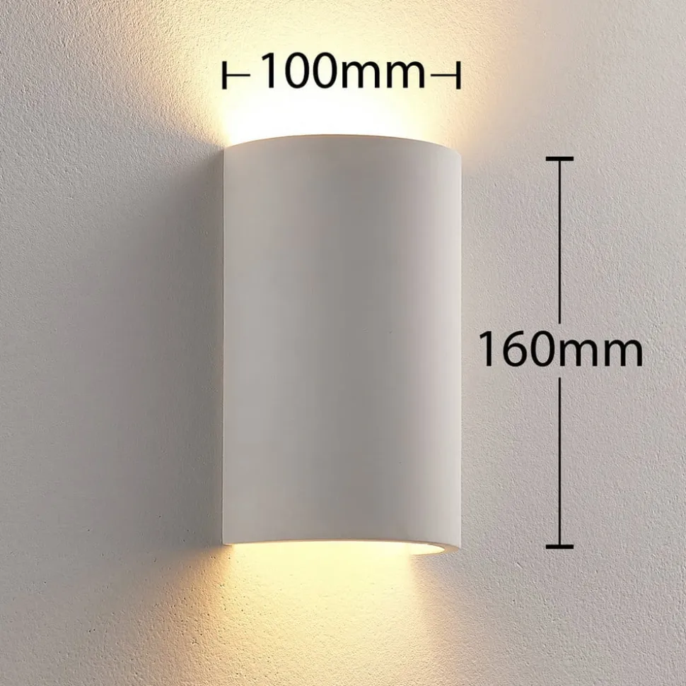 Lindby væglampe Colja, rund, højde 16 cm, gips, hvid