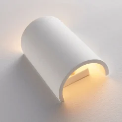Lindby væglampe Colja, rund, højde 16 cm, gips, hvid