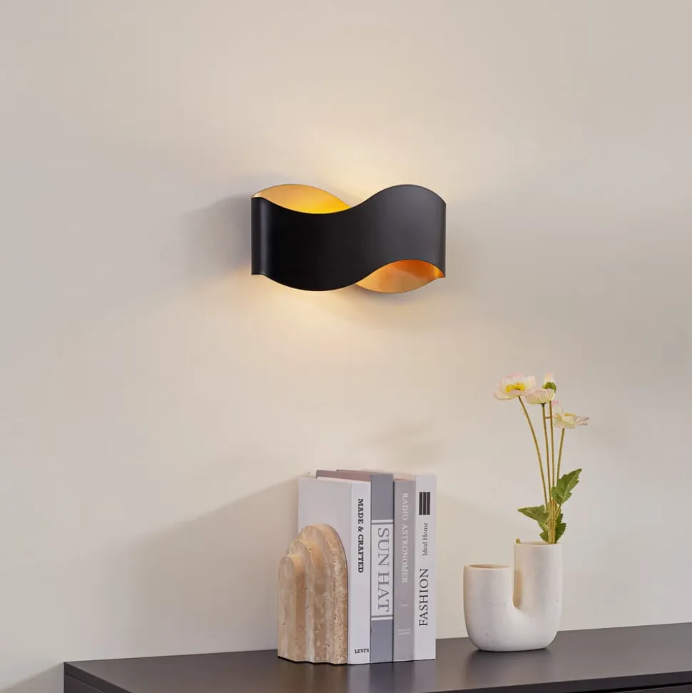 Lindby væglampe Dailin, sort/guld, 30 cm, metal